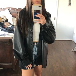 SOLD - TopShop Leather Button down Shacket